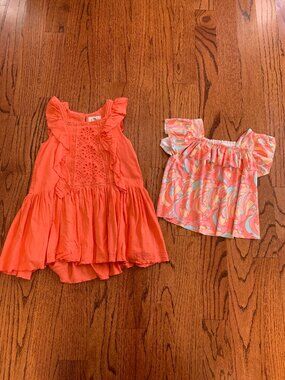 Peek Coral Ruffle Accent Dress & Top Lot (2) | Coral Blue | 4-5 years